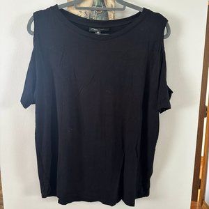 Black Loose Shirt With Cut Out Shoulders - Medium - Allen Schwartz Prive
